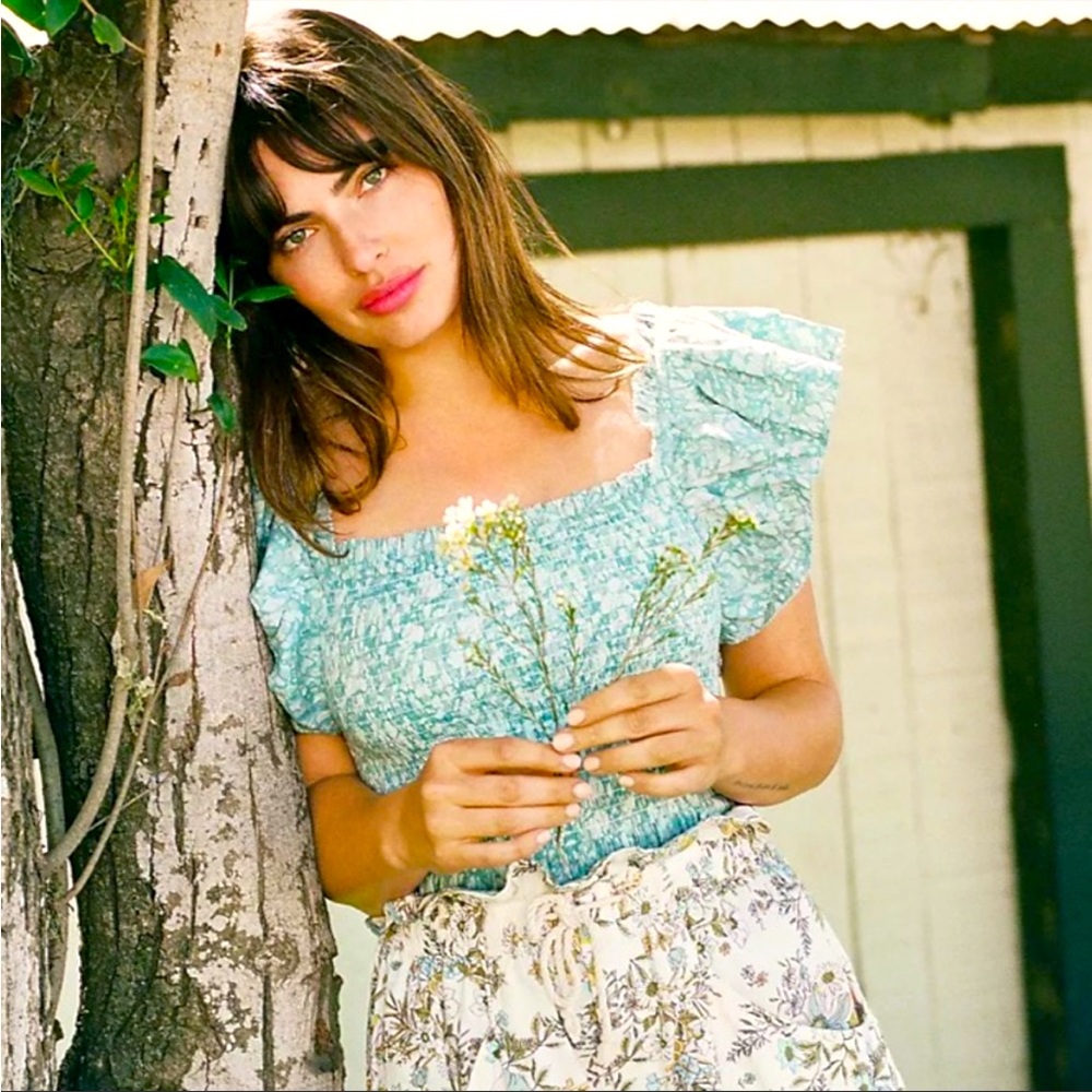 Blue Smocked Anthropologie Blouse